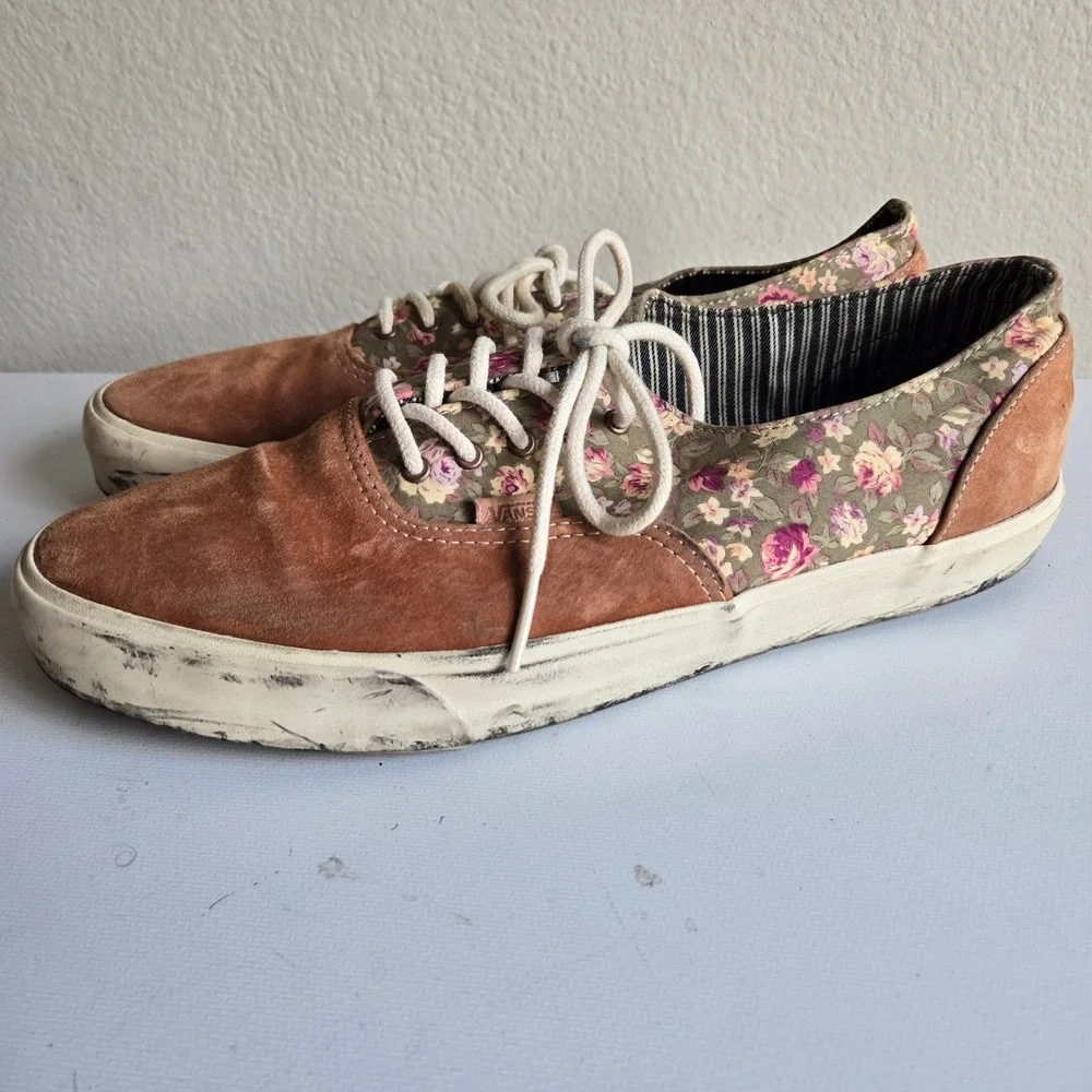 Vans California Era Decon Mens 12 Mocha Bisque Suede Floral Mix Sneakers Low Top